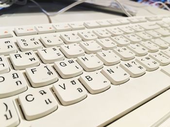 High angle view of computer keyboard