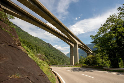 Bridge over road against sky