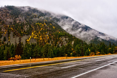 Road by trees against sky