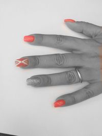 Cropped image of hand on white background