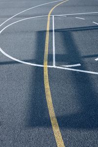 Shadows on the street basketball court