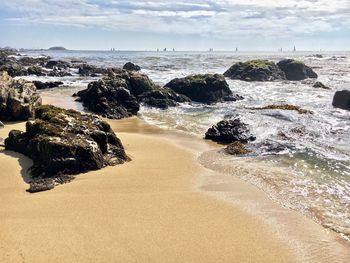 Scenic view of beach against sky