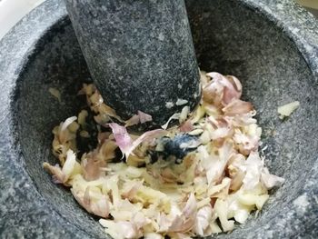 High angle view of food in container