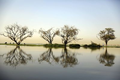 Scenic view of lake against clear sky