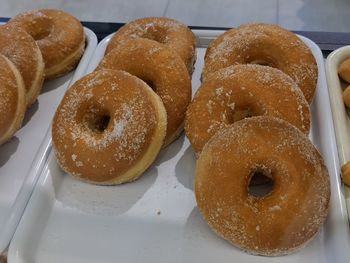 High angle view of cupcakes on table