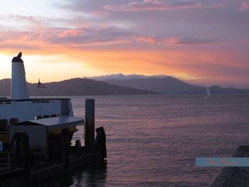 Scenic view of mountains at sunset