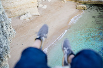 Above a beach.