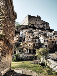 View of fort against buildings