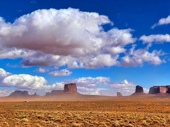 Scenic view of desert and rock formations monument valley 