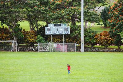 Boy playing basketball court