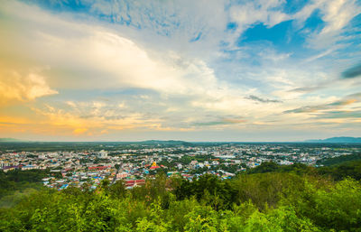 High angle view of townscape against sky