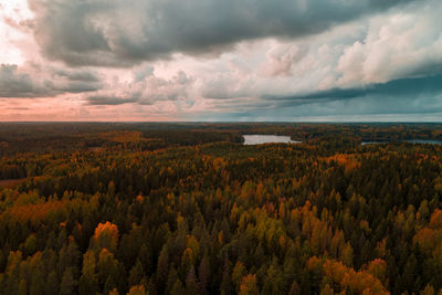 Scenic view of landscape against sky during sunset