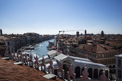 High angle view of grand canal amidst buildings against sky