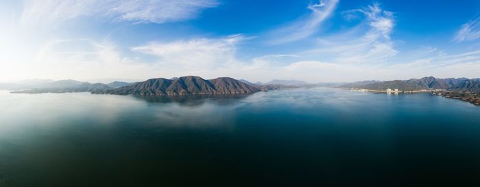 Panoramic view of lake against sky