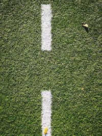 High angle view of soccer field