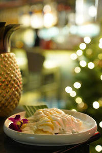Close-up of food on table