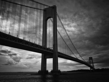 Low angle view of suspension bridge