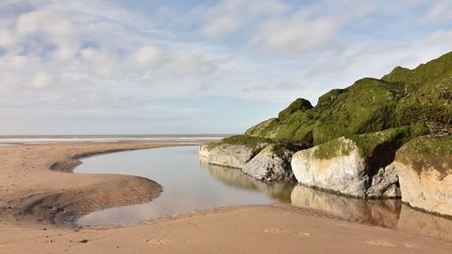 Scenic view of beach against sky