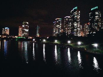 Illuminated city at night