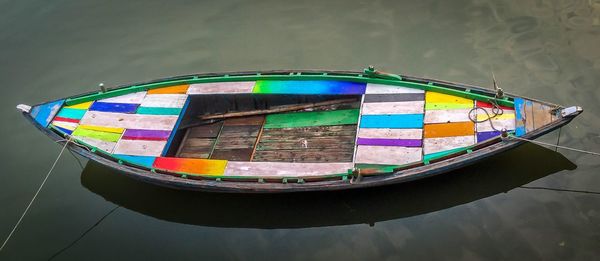 High angle view of multi colored boat