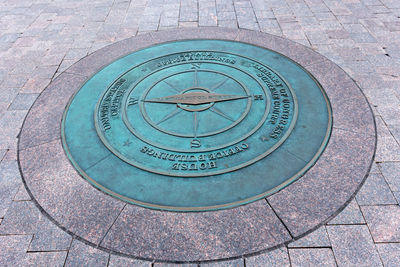 High angle view of manhole on street