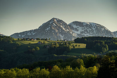 Scenic view of mountains against clear sky