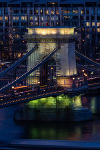 Bridge over river at night