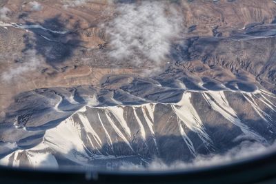 Aerial view of snowcapped mountains