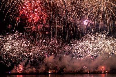 Firework display at night