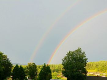 Low angle view of rainbow against sky