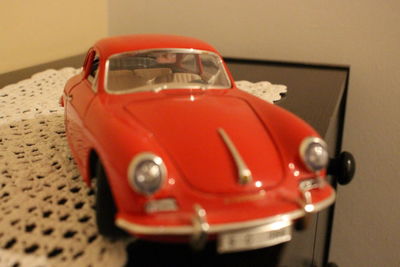 Close-up of toy car on table