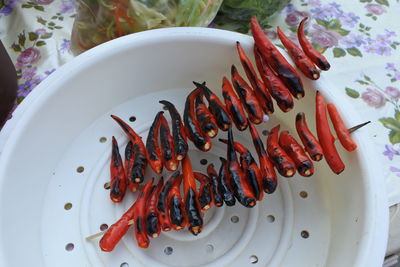 High angle view of food in plate