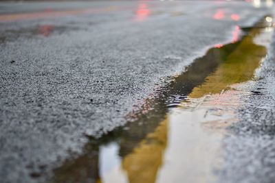 Surface level of wet road during rainy season