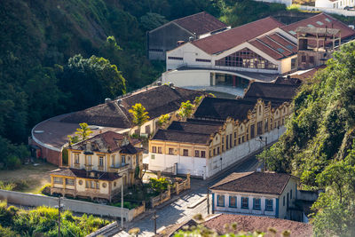 High angle view of residential buildings