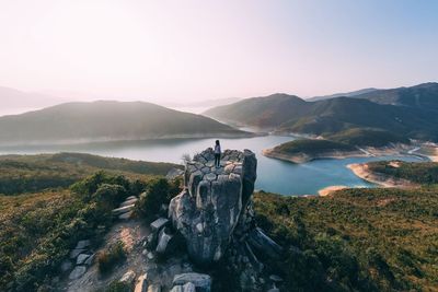 Scenic view of mountains against clear sky