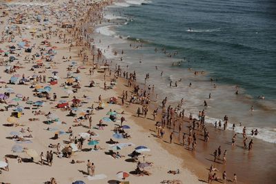 High angle view of people on beach