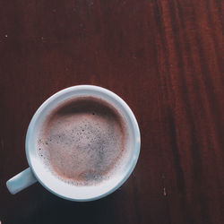 High angle view of coffee on table