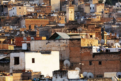 High angle view of old houses