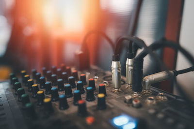 Close-up of sound mixer