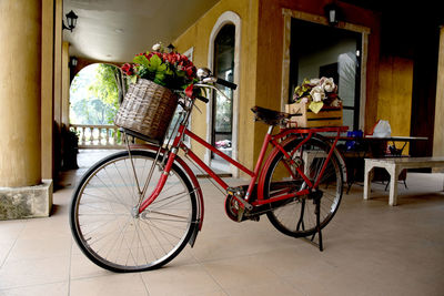 Bicycle parked outside building