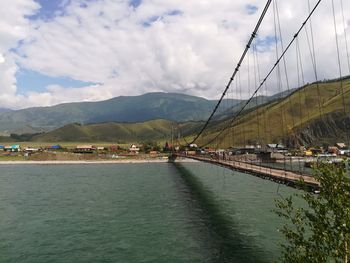 Scenic view of bridge over river against sky