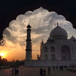 Tourists at sunset