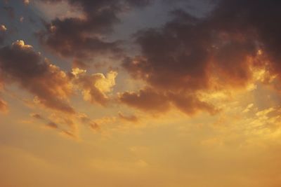 Low angle view of dramatic sky during sunset