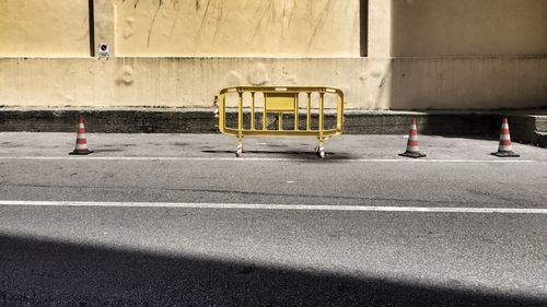 Traffic cones and barricades on street