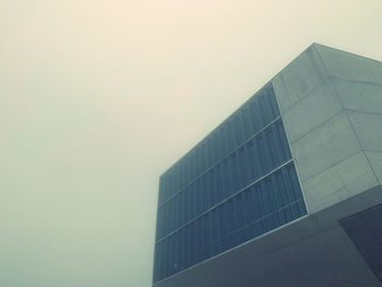 Low angle view of modern building against clear sky