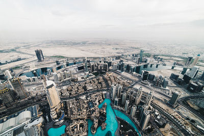 High angle view of cityscape against sky