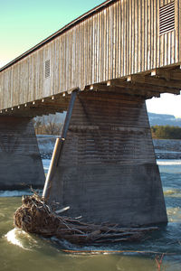 Historic bridge over the rhine river in vaduz in liechtenstein 7.1.2021