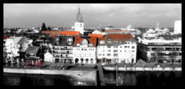 View of river with buildings in background