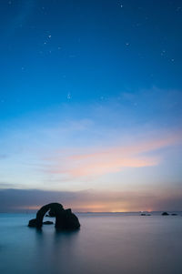 Scenic view of sea against sky at sunset