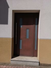 Closed door of building